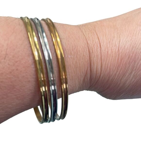 NEW Stainless Steel Gold Silver Rose Gold Bangles Set - Picture 1 of 6